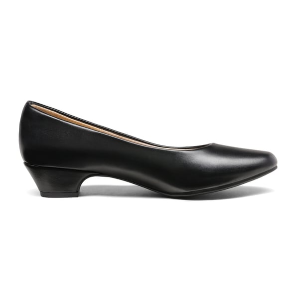 Low Heel Chunky Pump Shoes - BLACK PU - 1